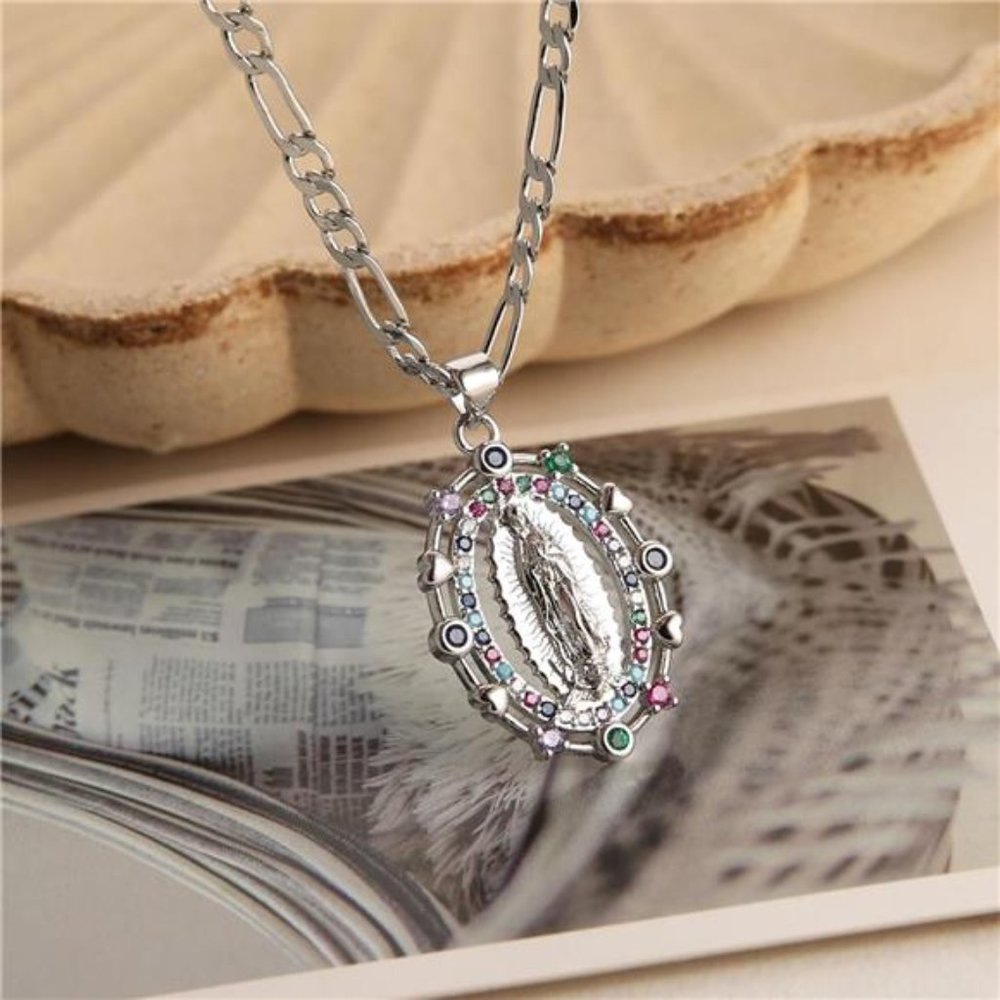 Virgin Mary Prayer Necklace   |  Amulet Pendant for Women Girl Jewelry Gift